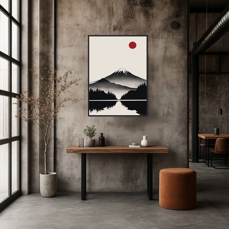 Japanese Mountain by Little Dean Framed Canvas Wall Art Print