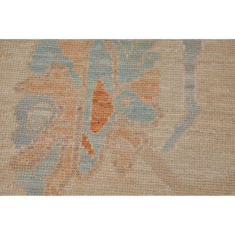 Floral Vegetable Dye Oushak Turkish Area Rug Hand-Knotted Wool Carpet - 9'0"x 12'5"
