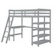 preview thumbnail 7 of 5, Gray Pine Wood Loft Bed with Desk, Ladder, and Shelves, High Guard Rails