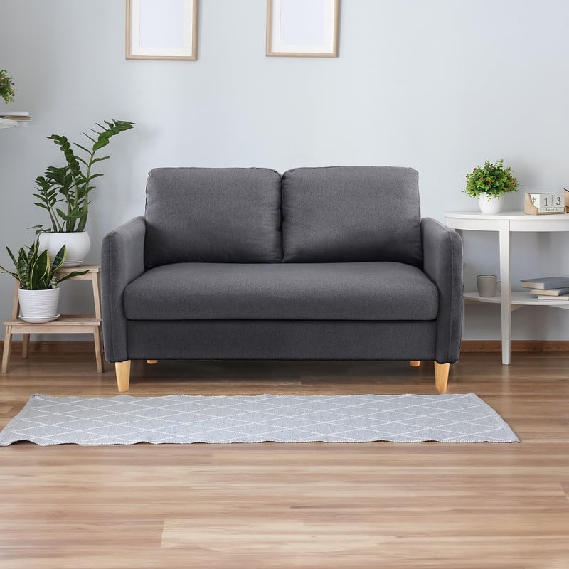 47 in. Modern Comfy Couch Loveseat with Side Storage For Living Room - Dark Grey