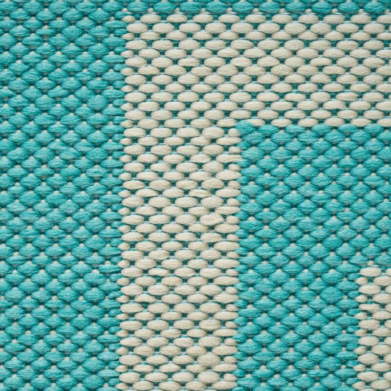 Turquoise Outdoor Area Rug with Greek Key Border, Durable Polypropylene, Ideal for Outdoor Spaces - 9'3" x 12'3"