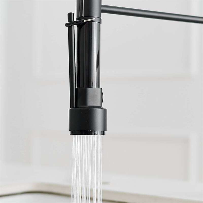 LED Kitchen Faucet With Pull Down Sprayer And Pot Filler 2 Handle Commercial Kitchen Sink Faucet Single Hole Matte Black Taps