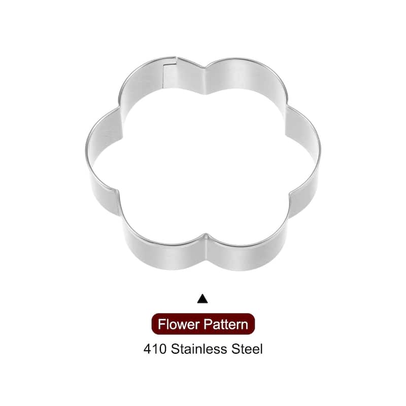5pcs Cookie Cutters, Flower Shaped Stainless Steel Biscuit Cookie Cutter - Silver