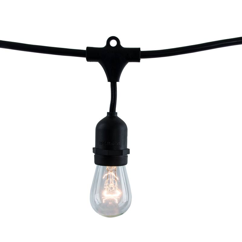 Bulbrite 48 ft Indoor/Outdoor 15-Socket (E26) Decorative String Light Kit, Black