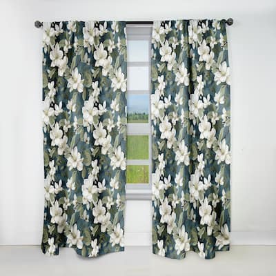 Designart "Grey And White Blossoms Orchid Lovely" Floral Blackout Room Darkening Curtain Panel