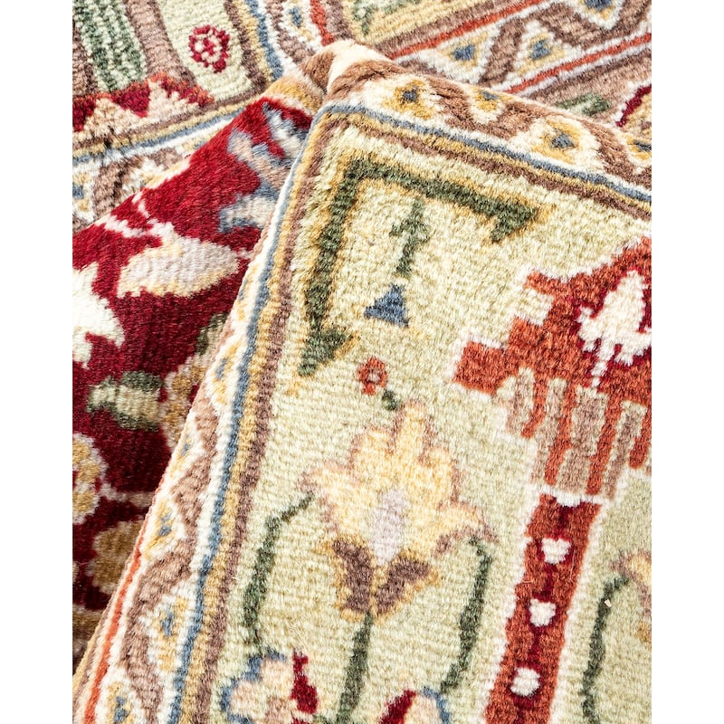 Overton Hand Knotted Wool Vintage Inspired Traditional Mogul Ivory Area Rug - 8' 3" X 5' 2"