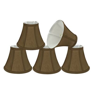 Aspen Creative Bell Chandelier Clip-On Lamp Shade (5 Pack), Light Brown, (3" x 6" x 5")