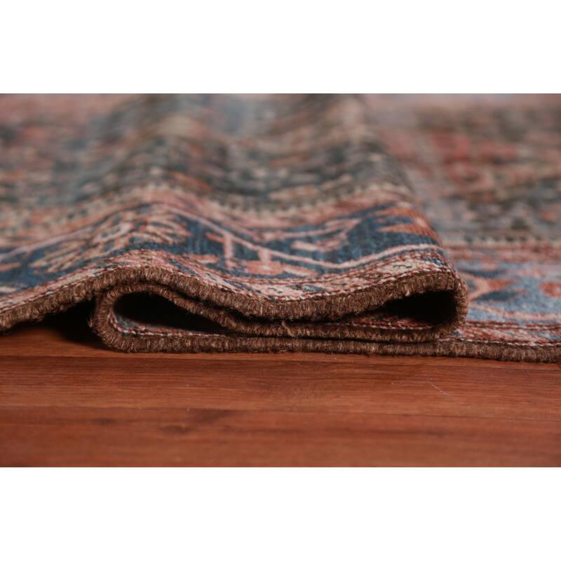 Hand Knotted Oriental 100% Wool Carpet Traditional Medallion Navy Blue & Blues Malayer Area Rug - 7' 0'' X 4' 0''