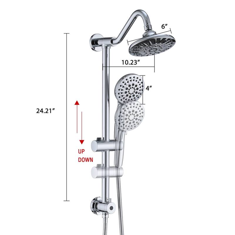 PROOX 5 Sprayer Shower Head Faucet with Handheld Slide Bar - 6