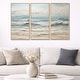 preview thumbnail 1 of 18, Designart "Beige And Blue Coastal Beach Paint" Coastal Beach Framed Art Set of 3 - Nautical & Coastal Wall Art Set 36 in. W x 28 in. H - 3 Panels - Brown