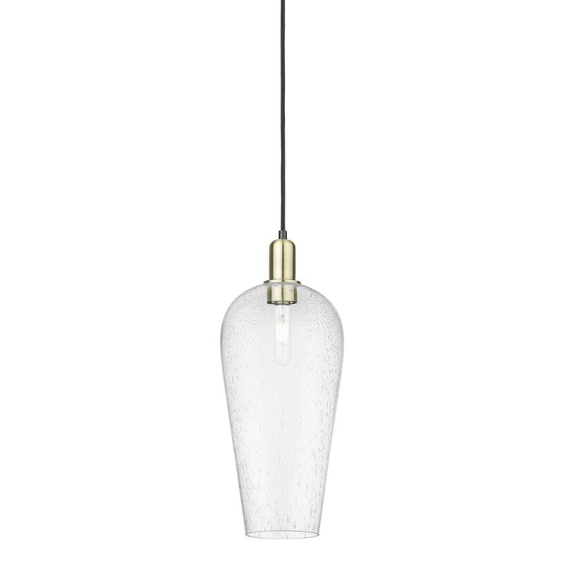 Innovations Lighting 716-1P-20-8 Chelsea Pendant Chelsea 8" Wide Mini - Black Antique Brass / Seedy Deco Swirl