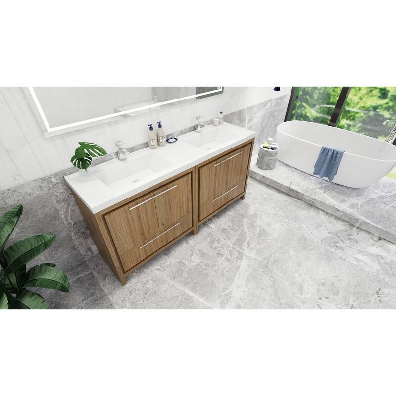 Dolce 72 Freestanding Bath Vanity with Dual Basin Reinforced Acrylic Top