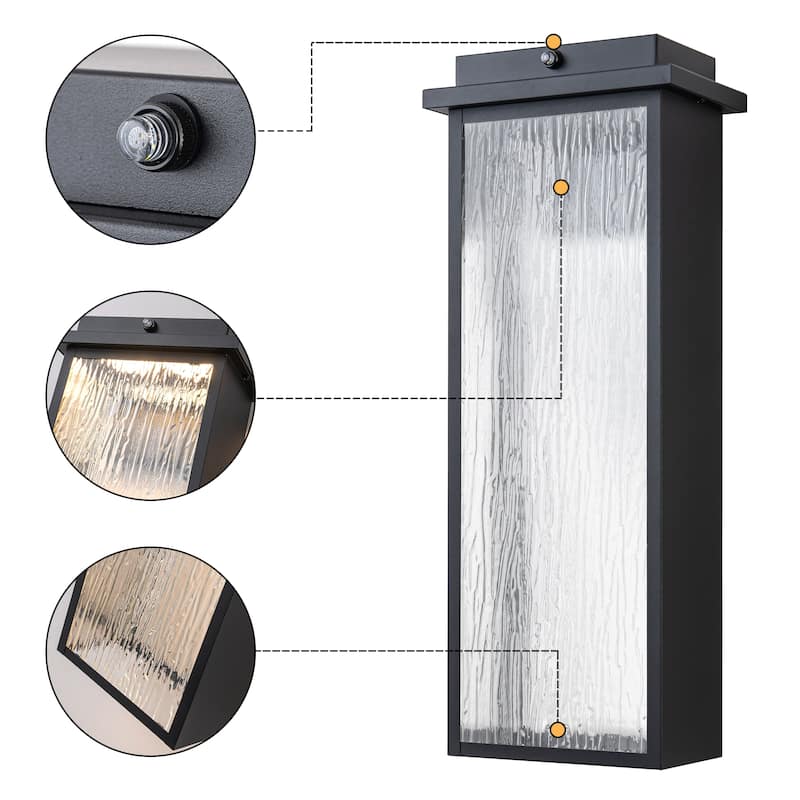 C Cattleya 2-Pack Integrated LED Dusk to Dawn Outdoor Wall Sconce Light with Ripple Glass