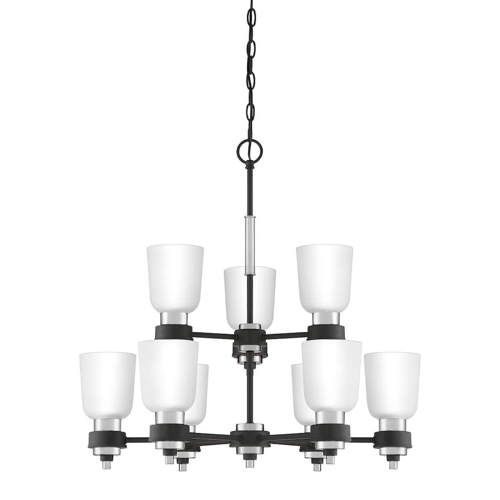 Quoizel Conrad 9-Light 27" Transitional Chandelier in Brushed Nickel