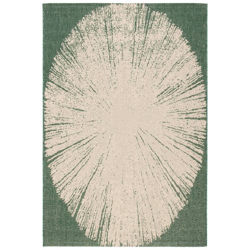 SAFAVIEH Courtyard Roksanda Waterproof Transitional - Dark Grey/Beige Rug