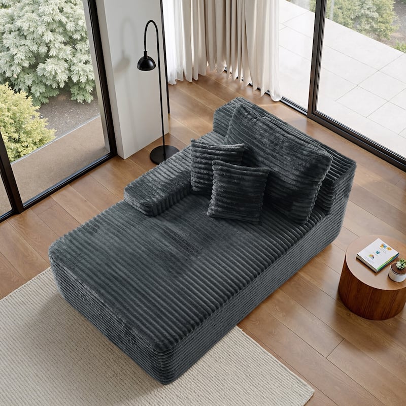 Oversized Upholstered Modular Sectional Chaise Lounge with Pillows