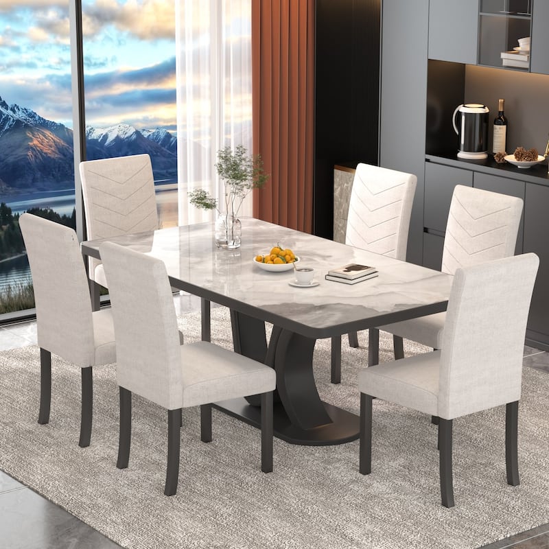 VECELO Upholstered Dining Chairs Set of 6 Parson Classic Upholstered Dining Chair,Modern 37" Parson Chairs