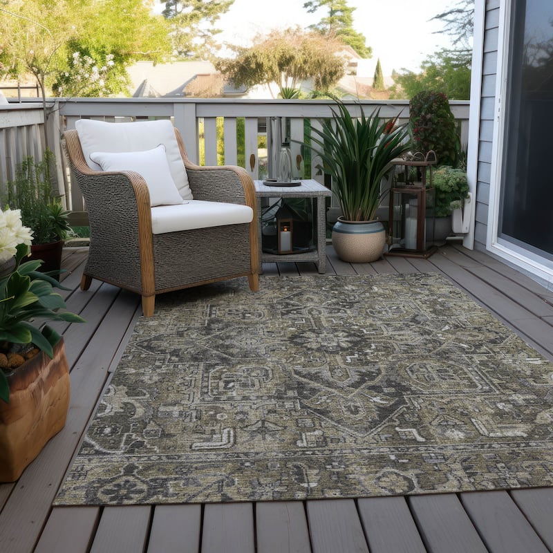 Machine Washable Indoor/ Outdoor Traditional Boho Chantille Rug