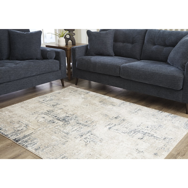 Signature Design by Ashley Gentor Blue/Ivory Rug - 5'W x 7'D