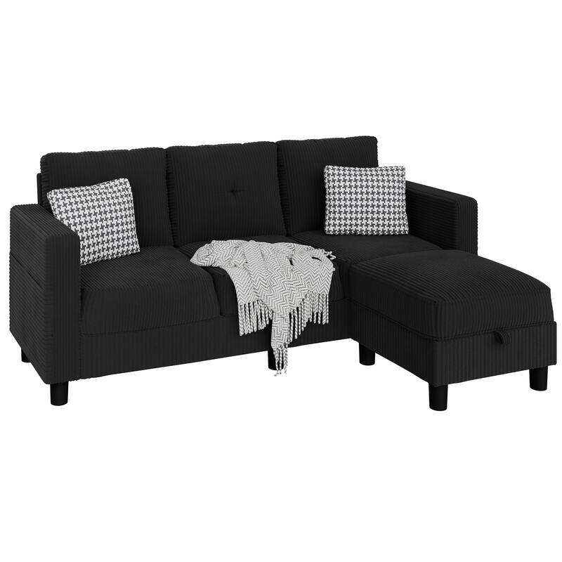 Futzca Modern L-shaped Convertible Sectional Sofa w/ Reversible Chaise