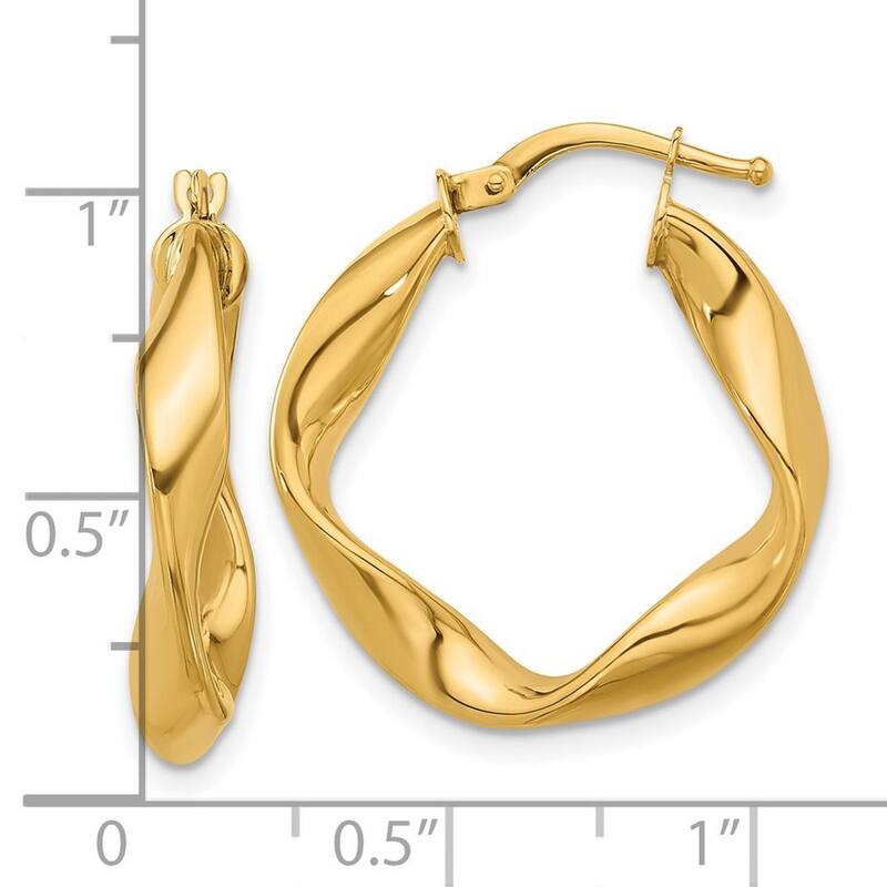Curata 14k Yellow Gold Small Twisted Hoop Earrings - 24.7x23.1mm