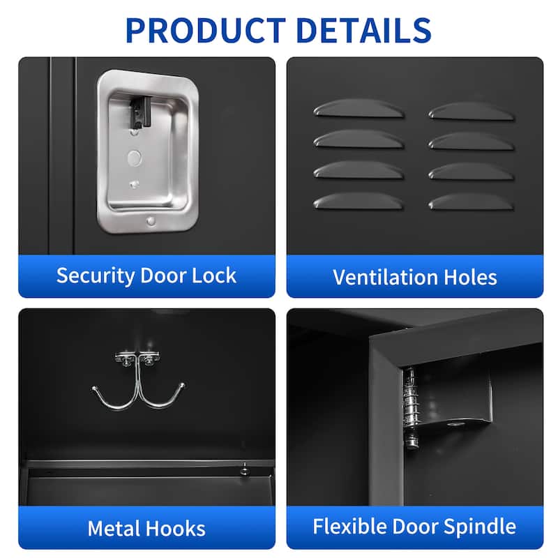 72"H Metal Lockers With 3 Door,Storage Cabinet With Lock for Employees,School,Gym