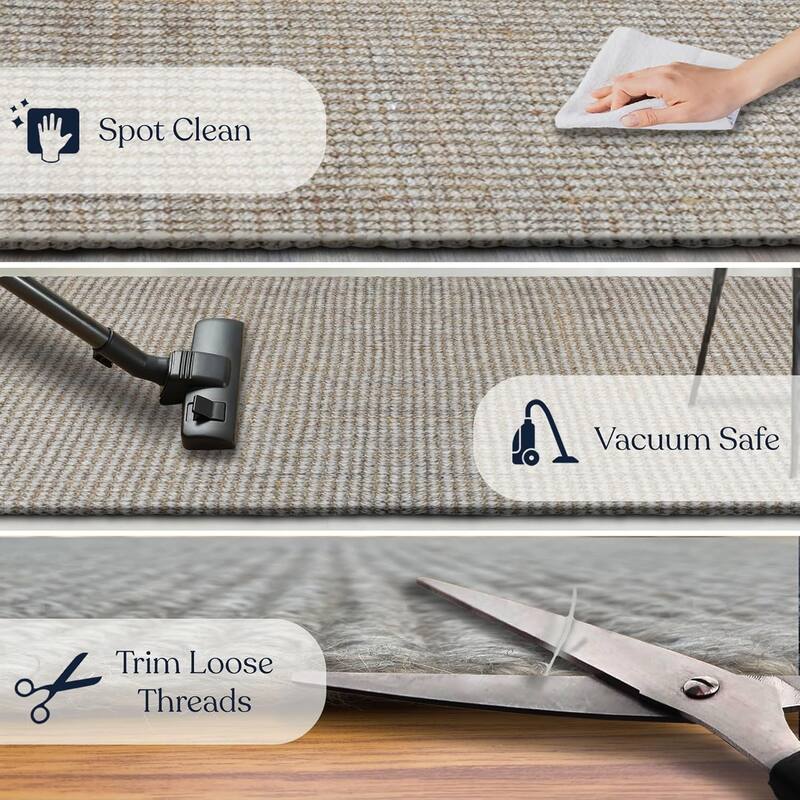 Delara Premium Handwoven Natural Fiber Area Rug, 60% Wool 40% Jute excellent choice in high-traffic areas such as Living rooms