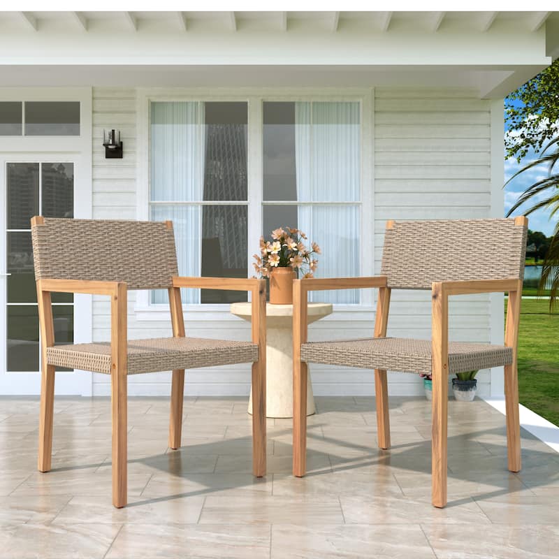 Christopher Knight Home - Chris Acacia Wood Outdoor Dining Chairs Set of 2