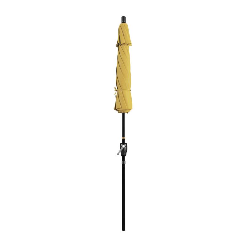 California Umbrella 75' Round Crank Lift Push Button Tilt Black Aluminum Patio Umbrella, Olefin
