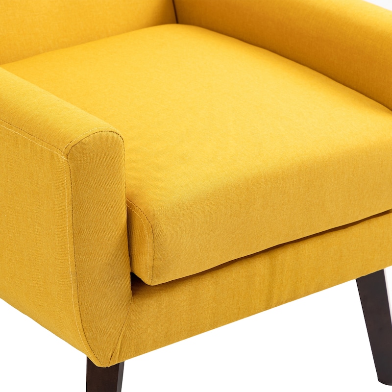 Modern Upholstered Faux Leather Tufted Armchair Linen Accent Chairs