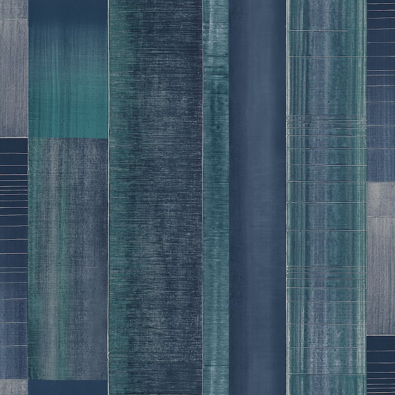 Galerie Wallcoverings TexStyle Collection Agen Stripe Non-woven Metallic Wallpaper Roll - 33 feet x 21 inches - Blue