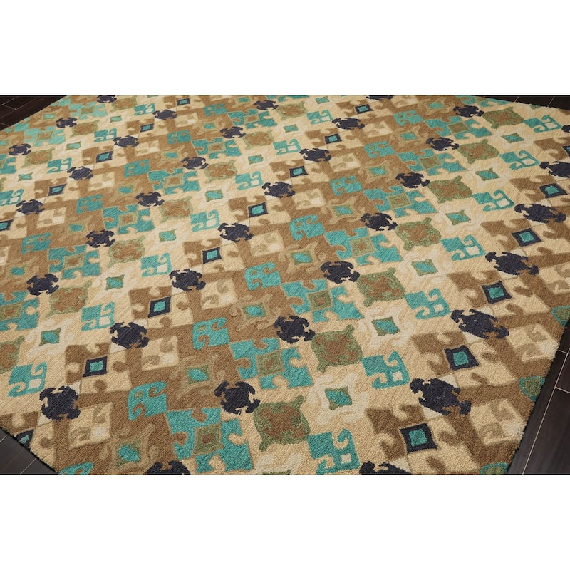 Hand Tufted 100% Wool Oriental Area Rug Beige,Brown Color