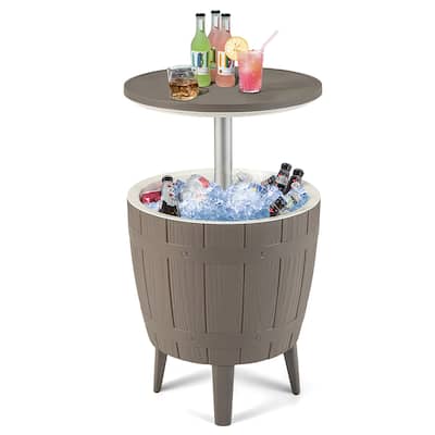 Gymax 10 Gallon Cooler Bar Table w/ Telescopic Tabletop 3-in-1 Coffee
