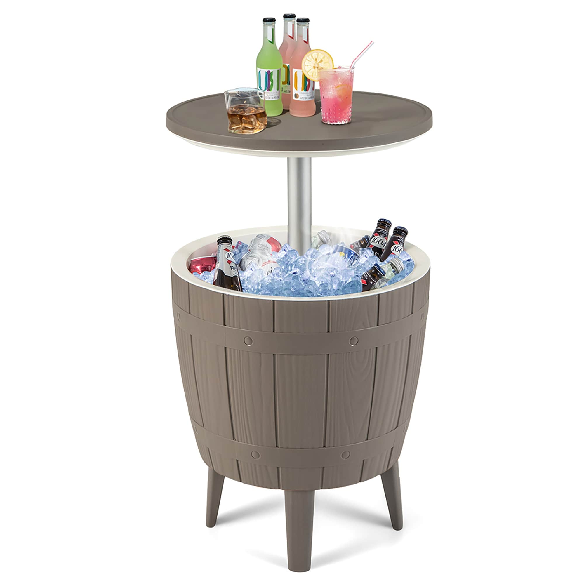 Gymax 10 Gallon Cooler Bar Table w/ Telescopic Tabletop 3-in-1 Coffee