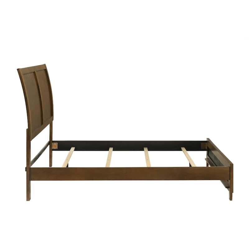Lary Queen Bed with Sleigh-Style Headboard and Slat Kit, Walnut Brown