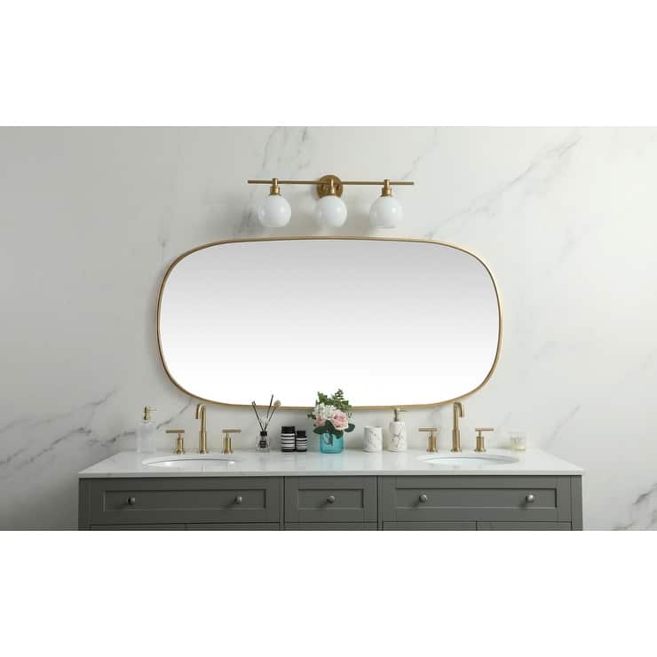 Indigo Home Metal Frame Oval Mirror 30x60 Inch