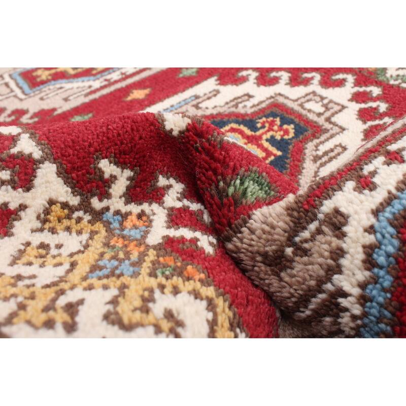 ECARPETGALLERY Hand-knotted Royal Kazak Dark Red Wool Rug - 2'2 x 6'6