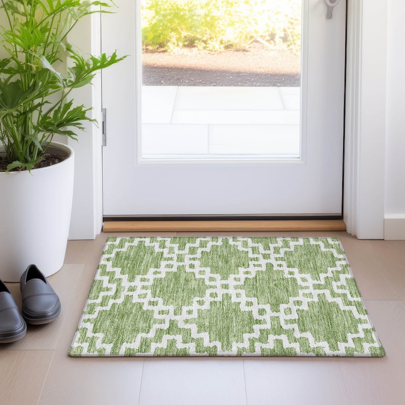 Premium Washable Super Soft Geo Trellis Mayfield Rug - Aloe - 1'8" x 2'6"