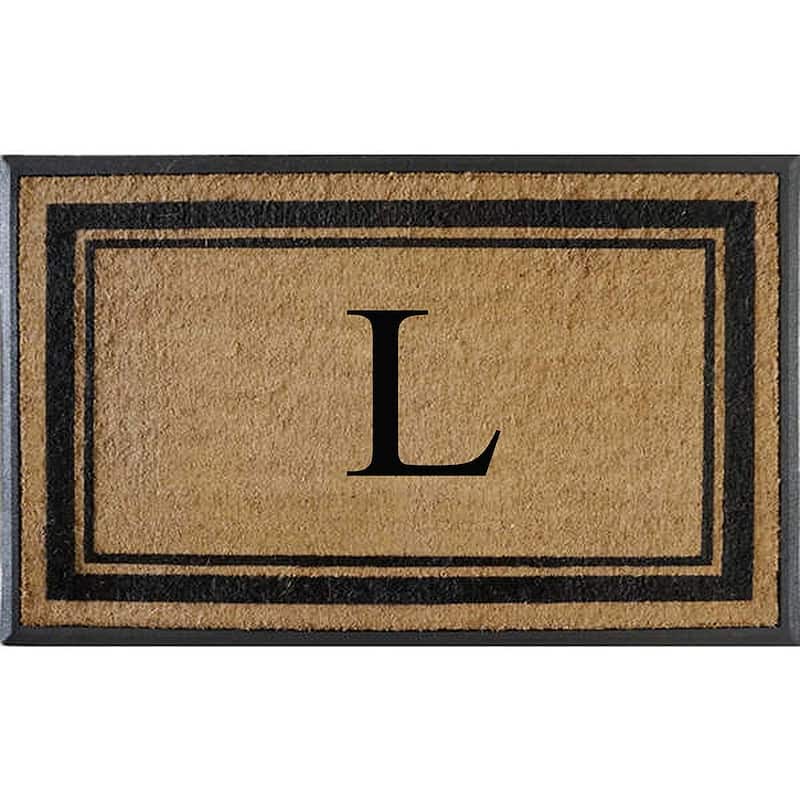A1HC Markham Border Natural Flocked Rubber Large Doormat 30"x48" - Monogrammed L
