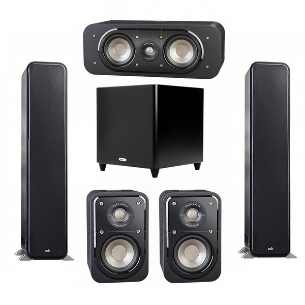 Polk Audio Signature 5.1 System with 2 S55 Speakers, 1 Polk S30, 2 Polk S10 Speakers, 1 Polk DSW ...