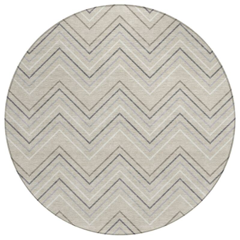 Machine Washable Indoor/ Outdoor Modern Chevron Chantille Rug