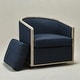 preview thumbnail 107 of 165, KINWELL 31"W Oak Frame Upholstered Swivel Barrel Armchair