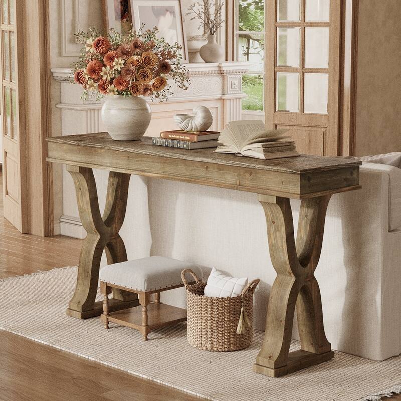 Solid Wood Console Table, Entryway Table, Long Sofa Side Hallway Foyer Table for Living Room