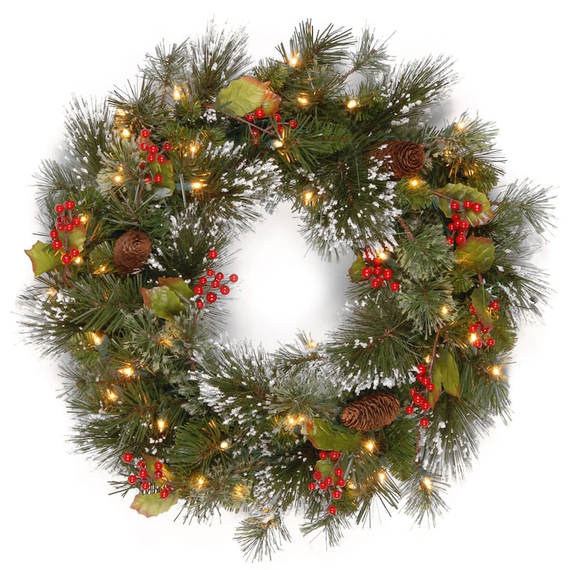 National Tree Company 2 ft. Wintry Pine Wreath w/ Battery Timer - 2 ft