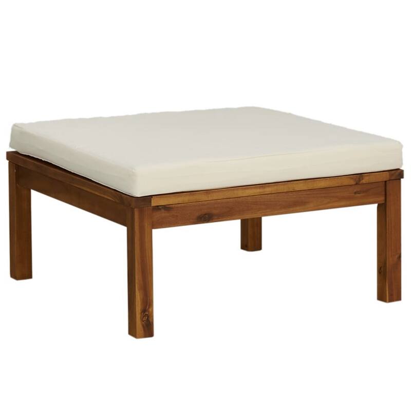 10pc Outdoor Modular Sofa Set, Coffee Table, Solid Acacia Wood, Cream