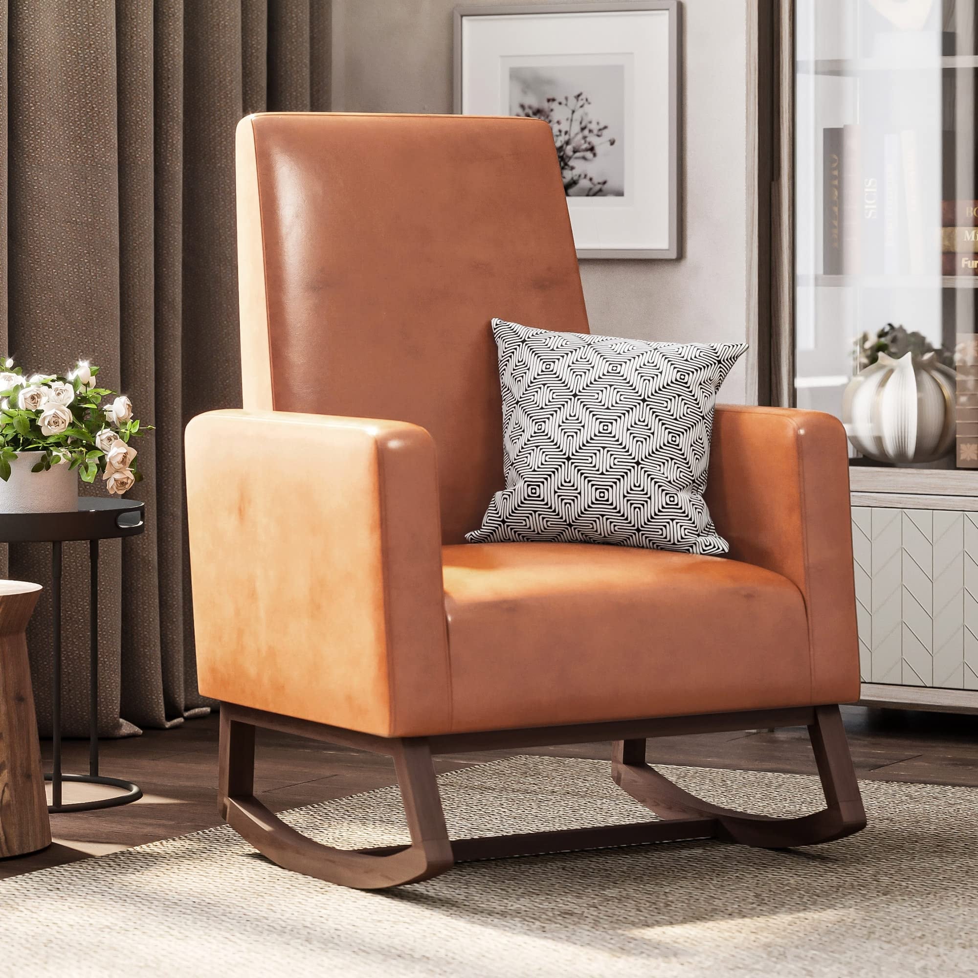 Faux leather glider clearance chair