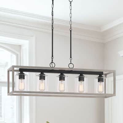 Acroma 5-light 37in Linear Modern Farmhouse Chandelier-UL Certified - 38 inches