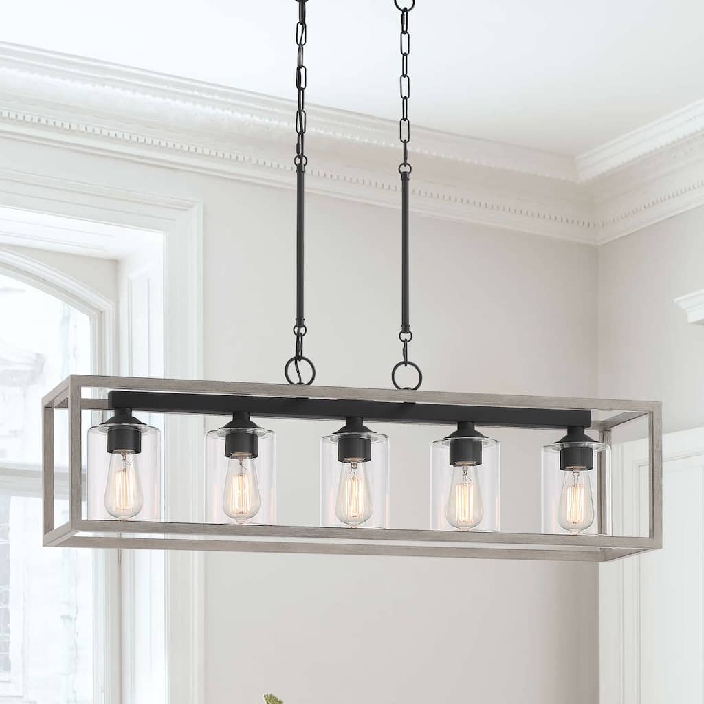 Acroma 5-light 37in Linear Modern Farmhouse Chandelier-UL Certified - 38 inches