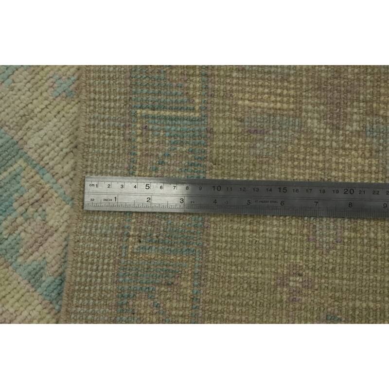 Vegetable Dye Wool Oushak Turkish Area Rug Floral Geometric - 12' 1'' X 8' 9''