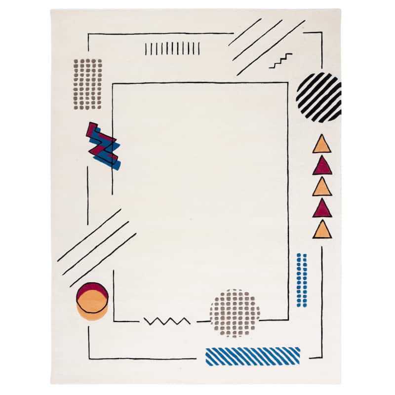 SAFAVIEH Handmade Fifth Avenue Aysu Mid-Century Modern Wool Rug - 8' x 10' - Ivory/Blue